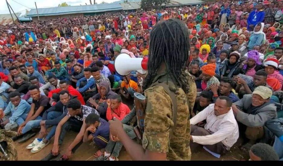 Oromo Liberation Army holding discussion with the residents, former government cadres, and prisoners of wars in Haro Limmu, East Wallaga, Oromia Region, Ethiopia.