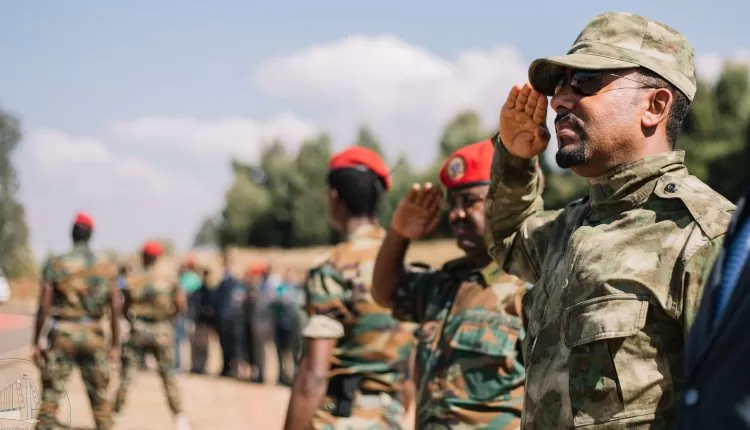 Prime Minister Abiy Ahmed in military uniform.