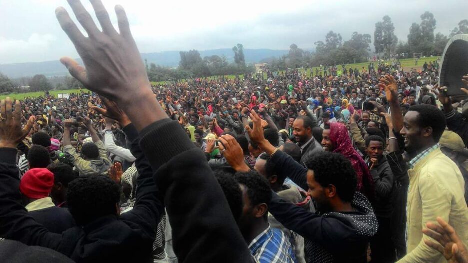 Large numbers gather in Holota as part of the Oromo protests. Credit: EA Observer/Twitter. 


